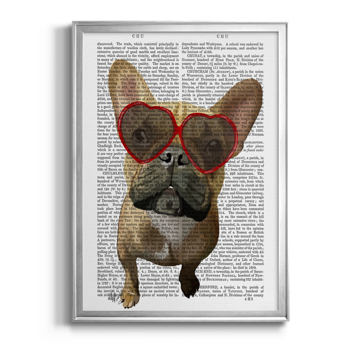 French Bulldog and Heart Glasses Premium Framed Print - Ready to Hang