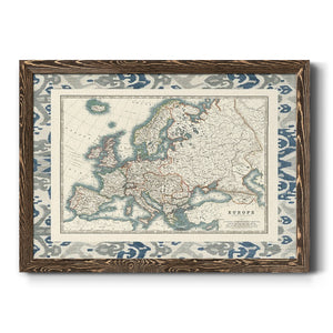 Bordered Map of Europe-Premium Framed Canvas - Ready to Hang