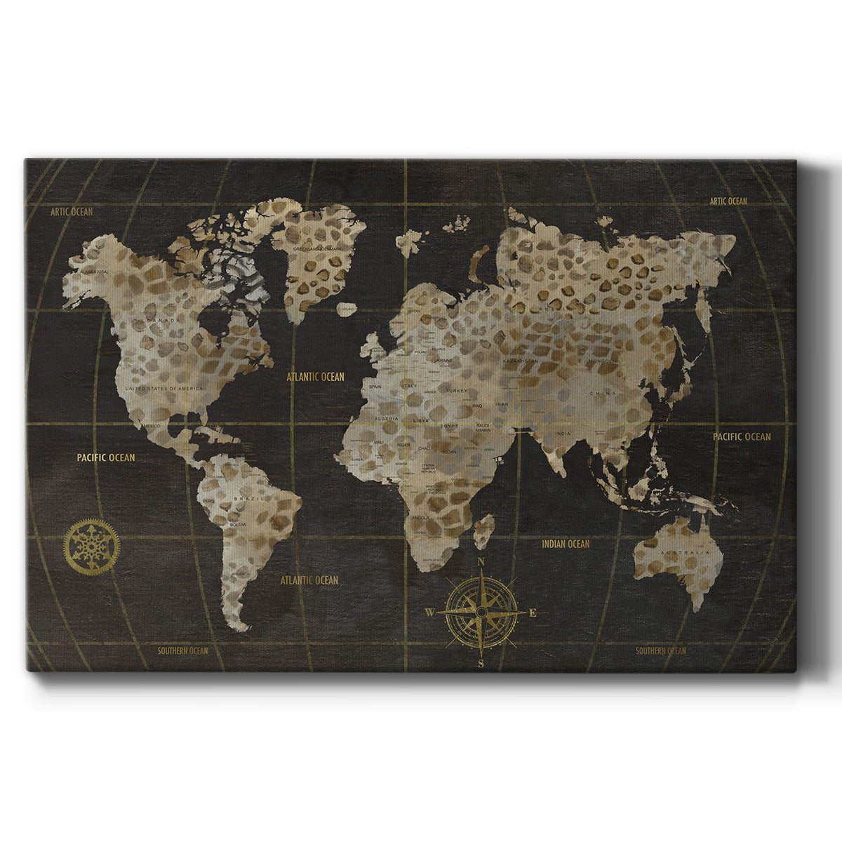 Safari World Map - Canvas Art Print