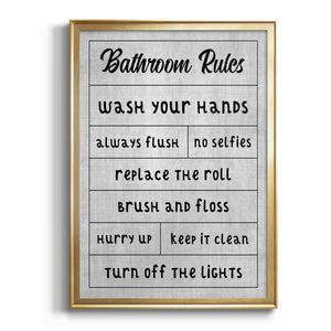 Simple Bathroom Rules Premium Framed Print - Ready to Hang