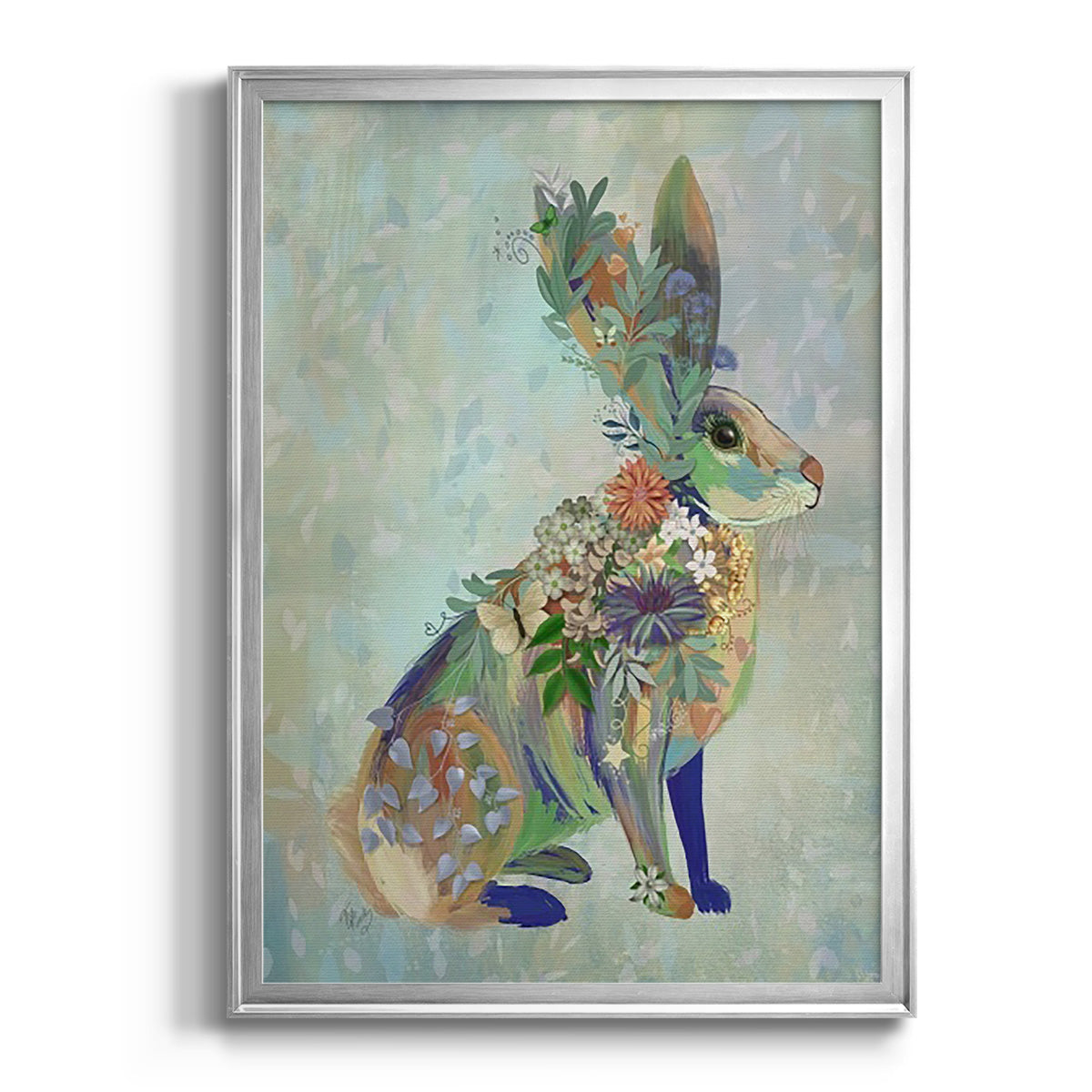 Fantastic Florals Hare, Sitting Premium Framed Print - Ready to Hang