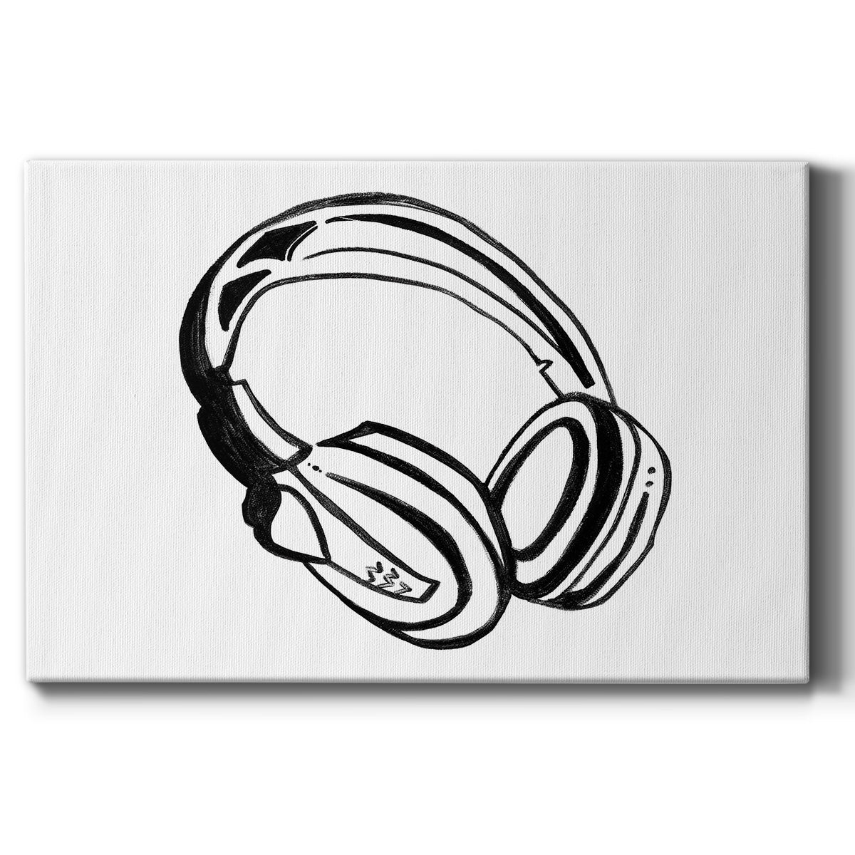 Headphones Sketch Premium Gallery Wrapped Canvas - Ready to Hang