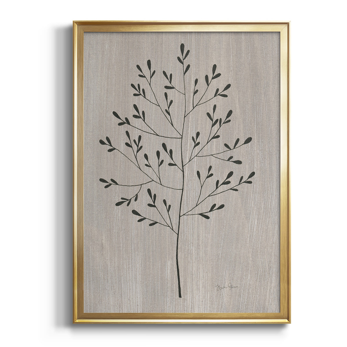 Sepia Botanical Journal I - Modern Framed Canvas Print