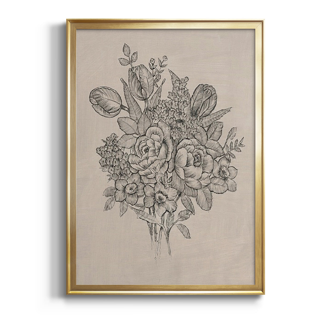 Sepia Botanical Journal I - Modern Framed Canvas Print