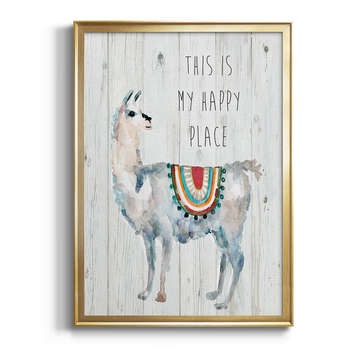 Llama Happy Place Premium Framed Print - Ready to Hang
