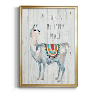 Llama Happy Place Premium Framed Print - Ready to Hang