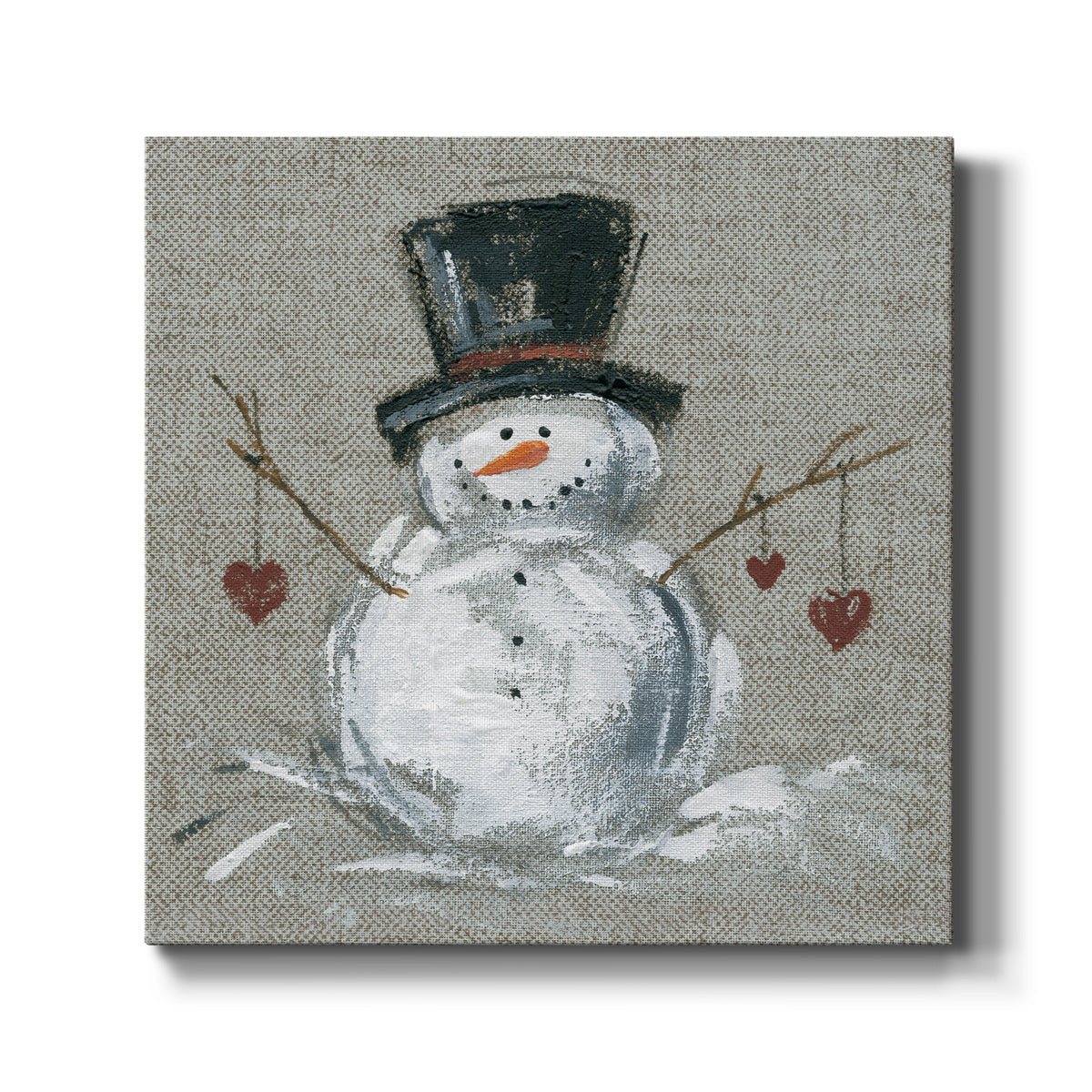 Linen Snowman II - Canvas Art Print