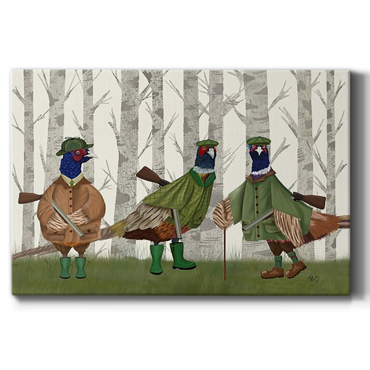 Pheasant Shooting Party Group 2 Premium Gallery Wrapped Canvas - Ready to Hang