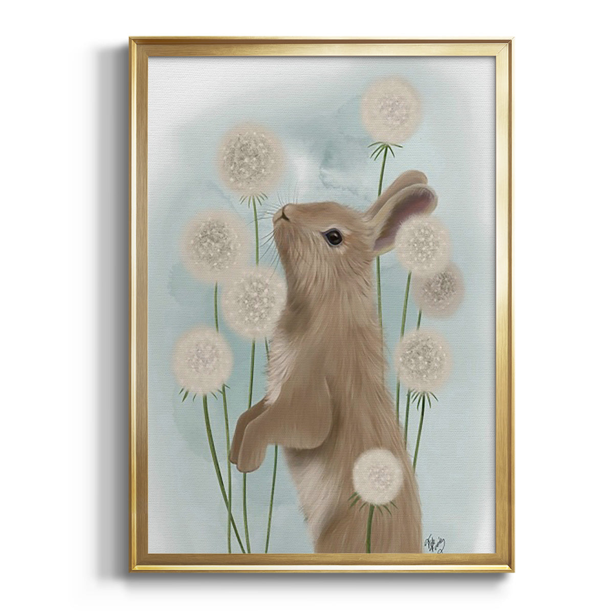 Rabbit In Dandylions Premium Framed Print - Ready to Hang