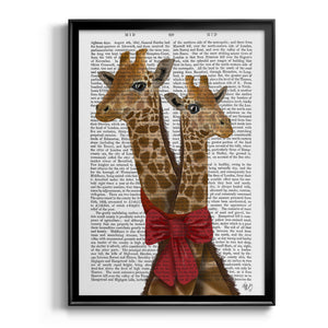 Giraffes and Bow Premium Framed Print - Ready to Hang