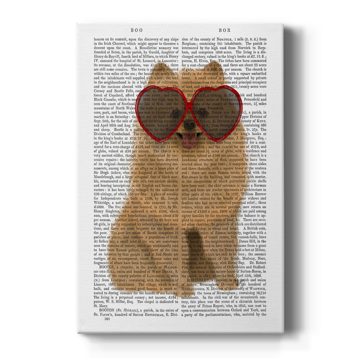 Pomeranian and Heart Glasses - Canvas Art Print