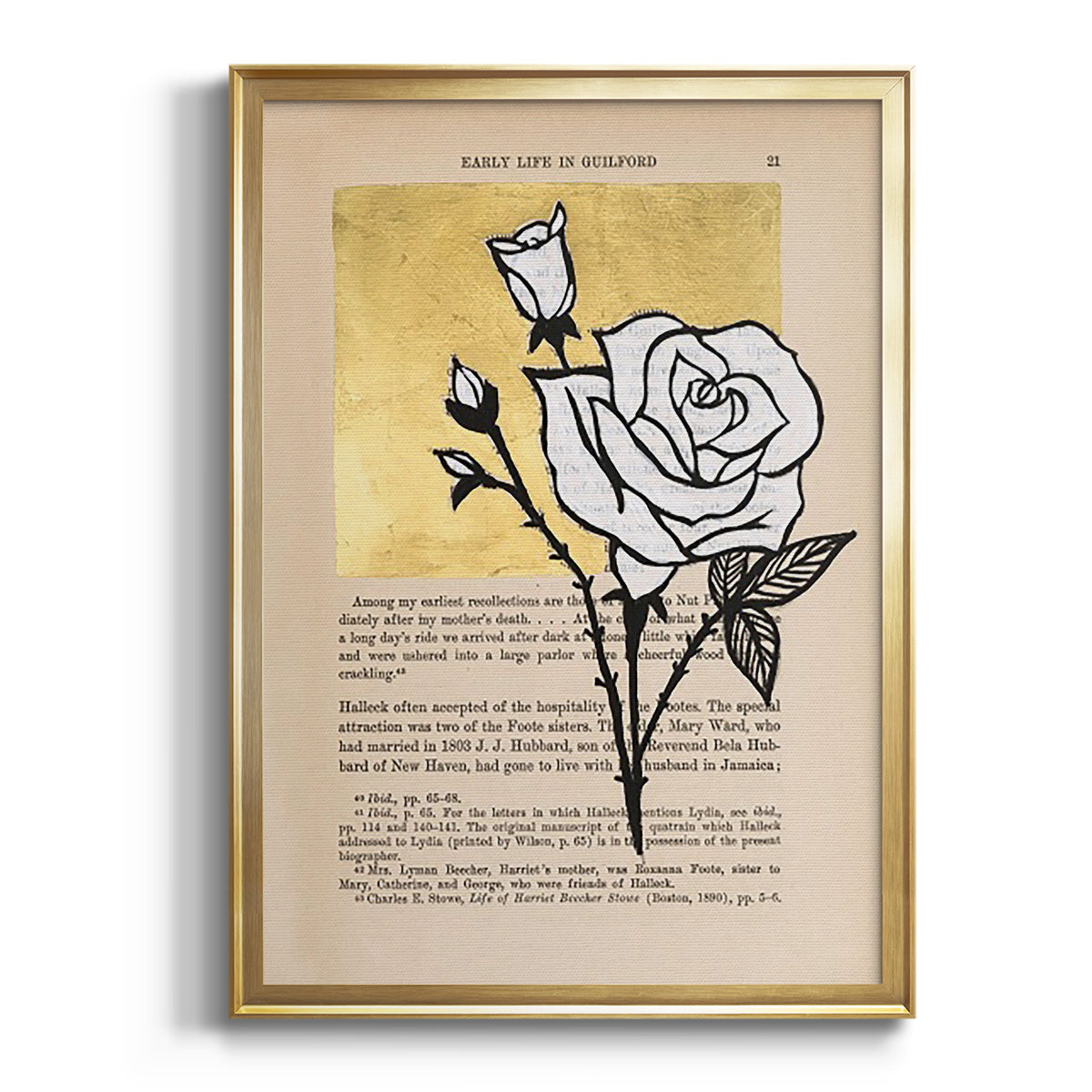 Sepia Botanical Journal I - Modern Framed Canvas Print