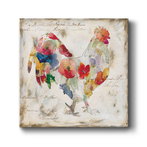 Flowered Rooster - Canvas Art Print