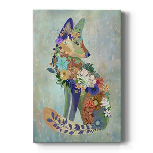 Fantastic Florals Fox, Sitting Premium Gallery Wrapped Canvas - Ready to Hang