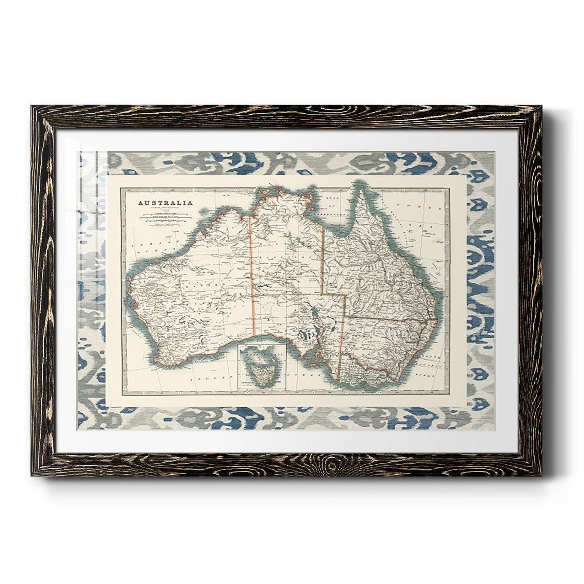 Bordered Map of Australia-Premium Framed Print - Ready to Hang