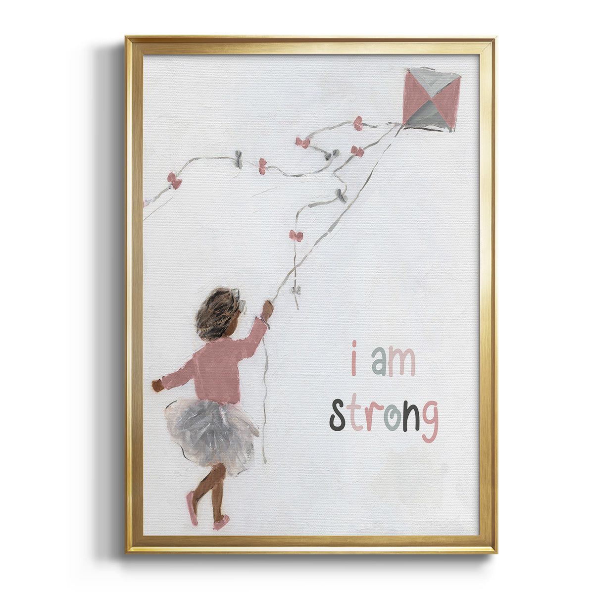 Girl Flying Kite Premium Framed Print - Ready to Hang