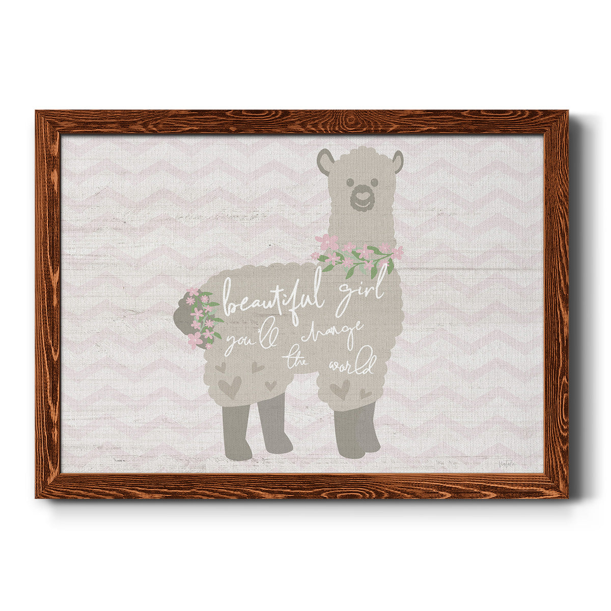 Floral Llama-Premium Framed Canvas - Ready to Hang