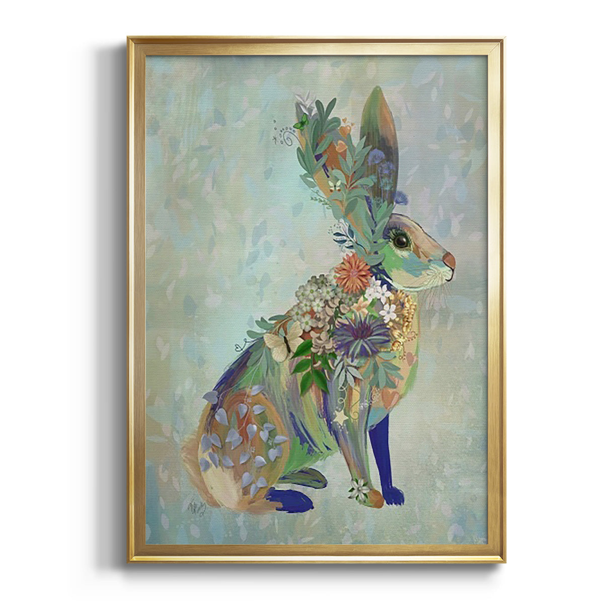 Fantastic Florals Hare, Sitting Premium Framed Print - Ready to Hang