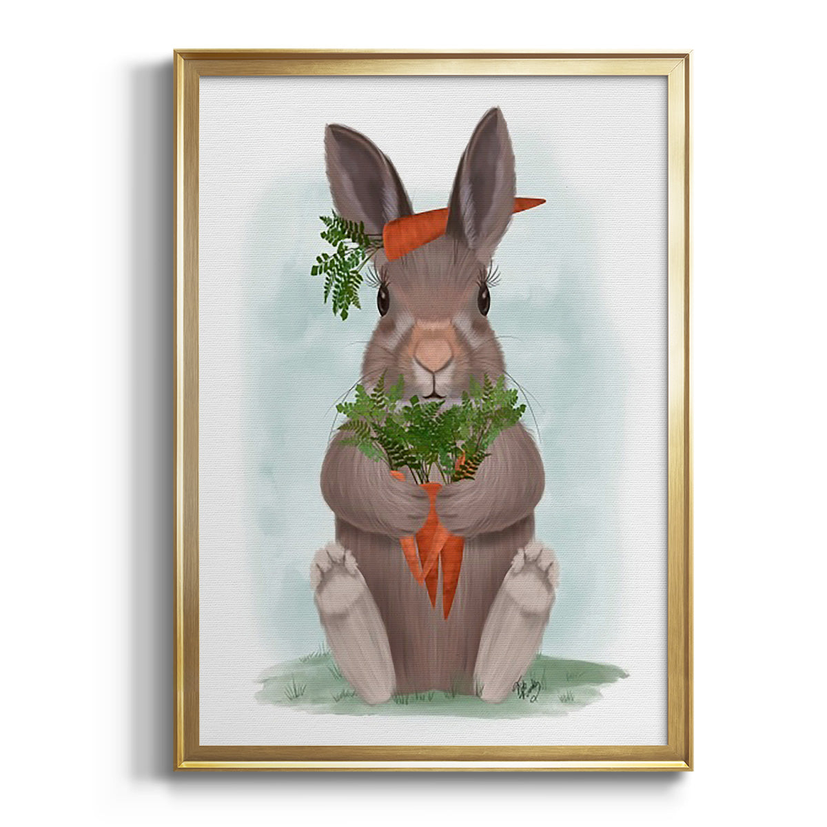 Rabbit Carrot Hug Premium Framed Print - Ready to Hang