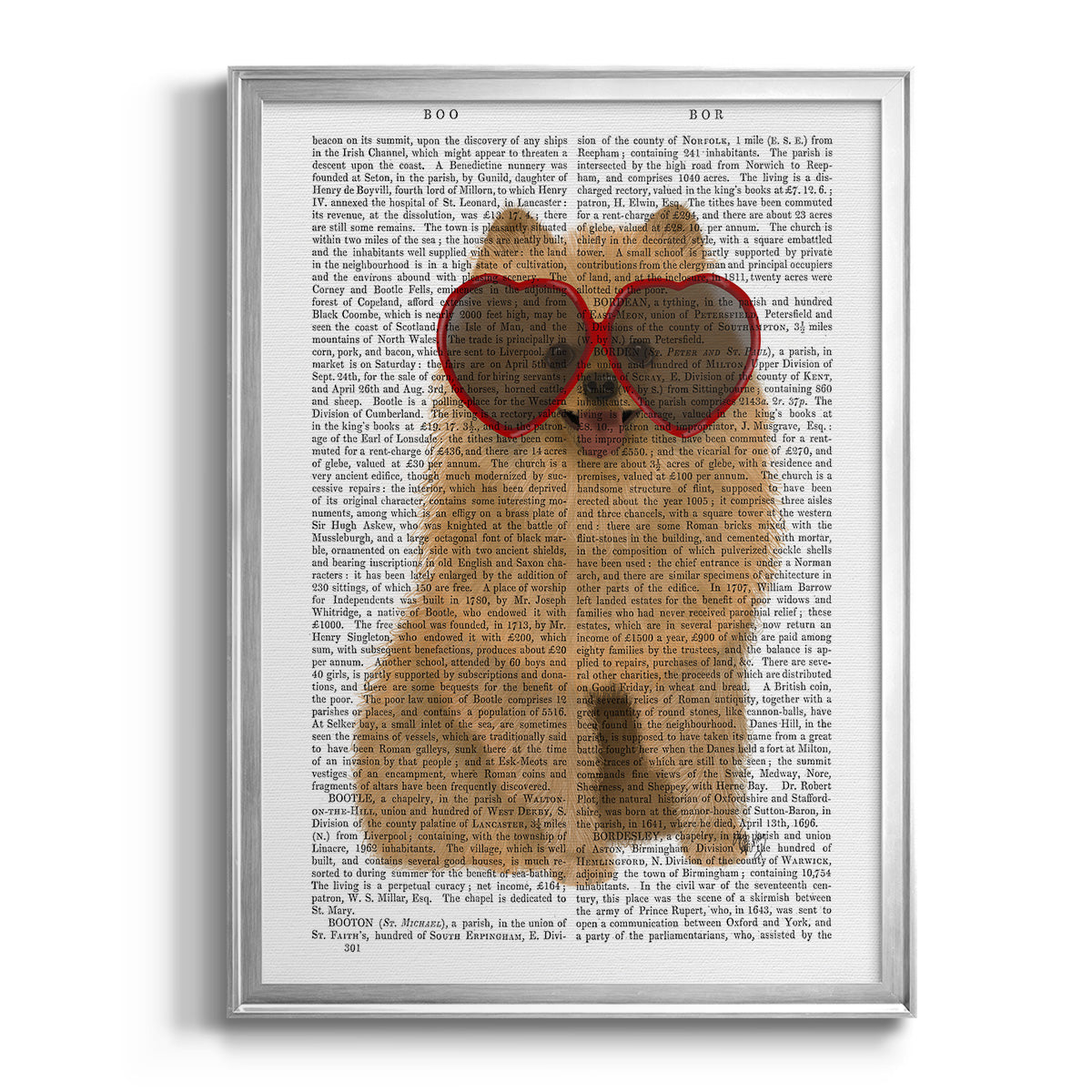 Pomeranian and Heart Glasses Premium Framed Print - Ready to Hang