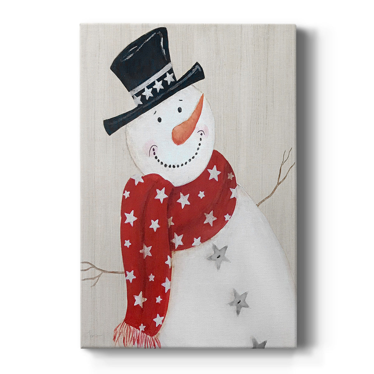 Festive Snowman I Premium Gallery Wrapped Canvas - Ready to Hang