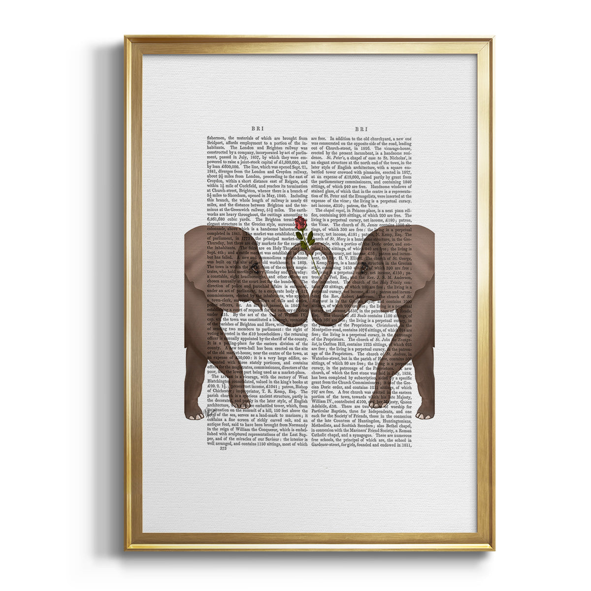 Elephants Heart and Rose Premium Framed Print - Ready to Hang