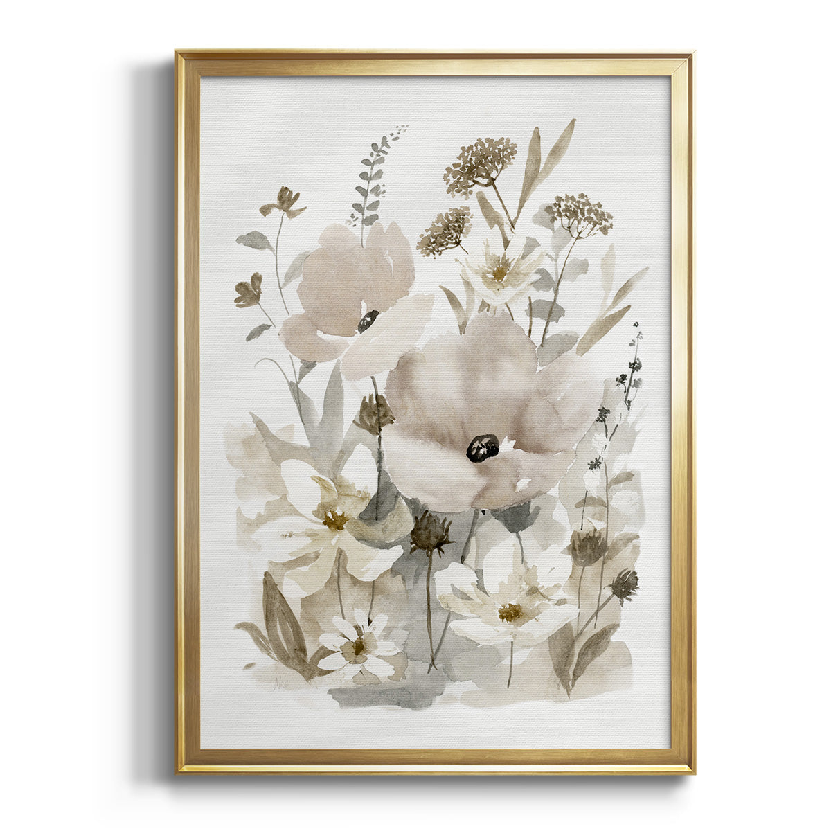 Sepia Botanical Journal I - Modern Framed Canvas Print