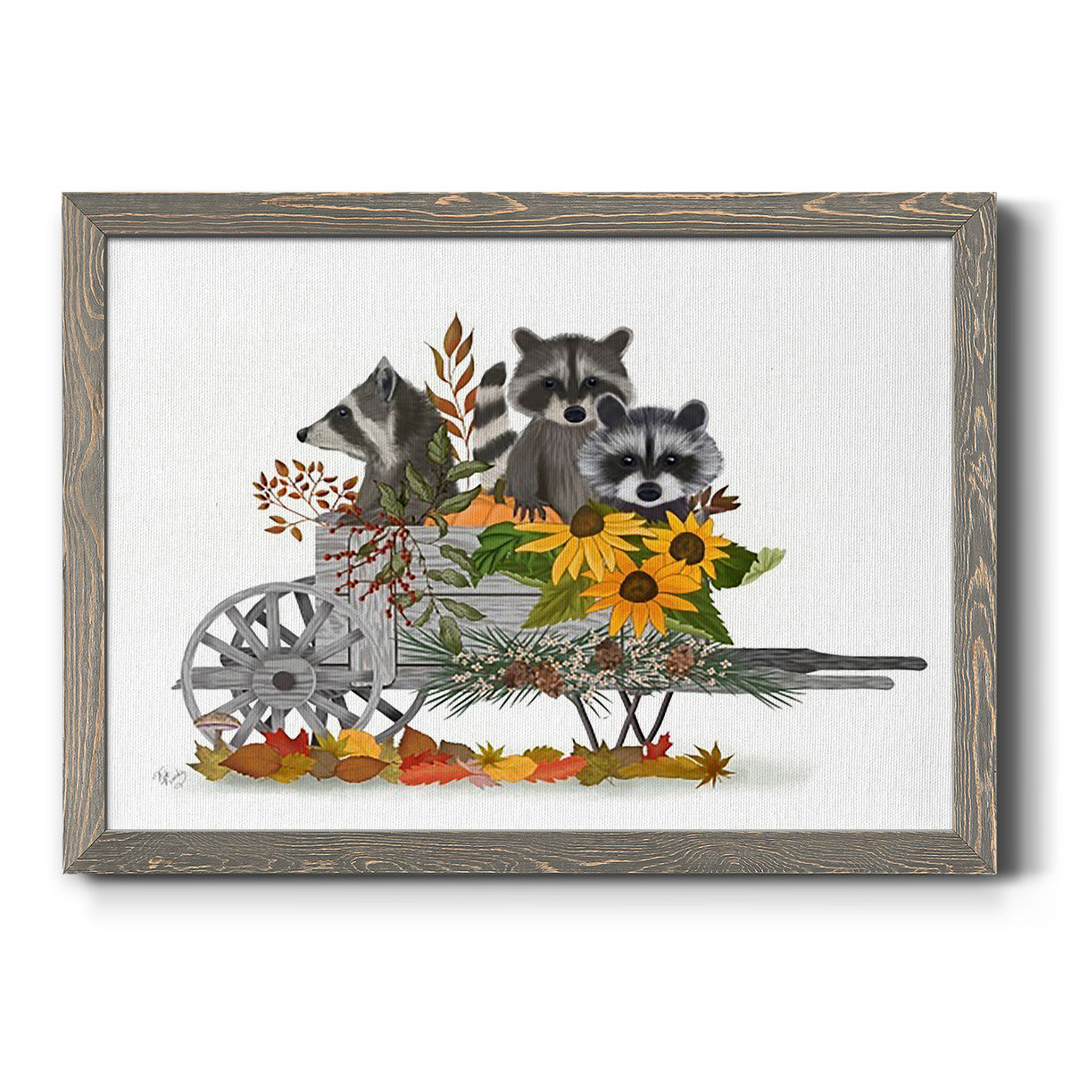 Raccoon Wheelbarrow-Premium Framed Canvas - Ready to Hang