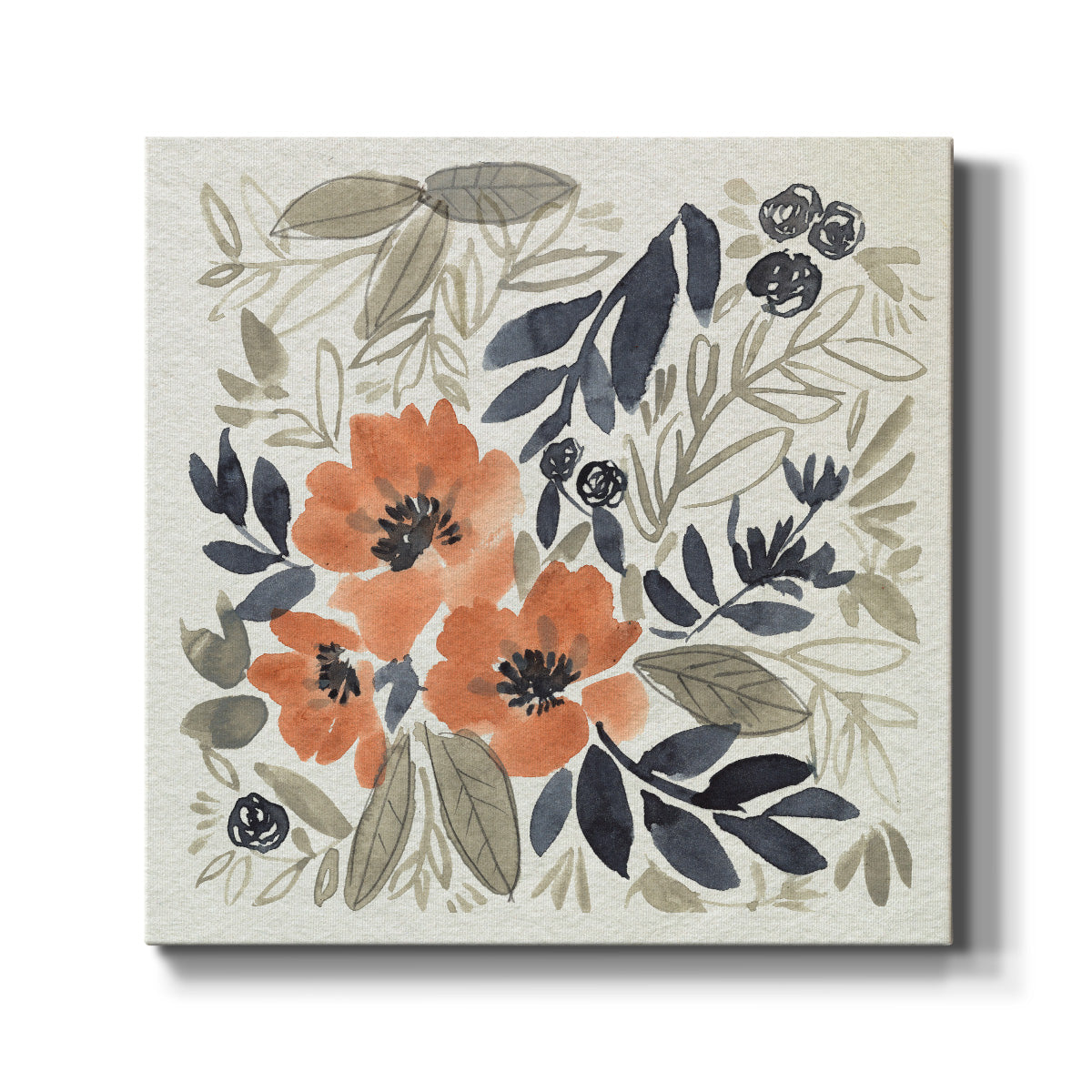 Sienna & Paynes Flowers II - Canvas Art Print