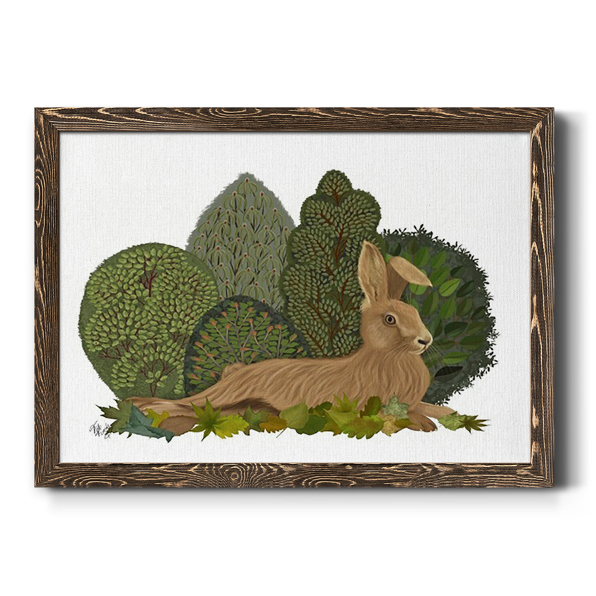 Hare Reclining in Leaves-Premium Framed Canvas - Ready to Hang