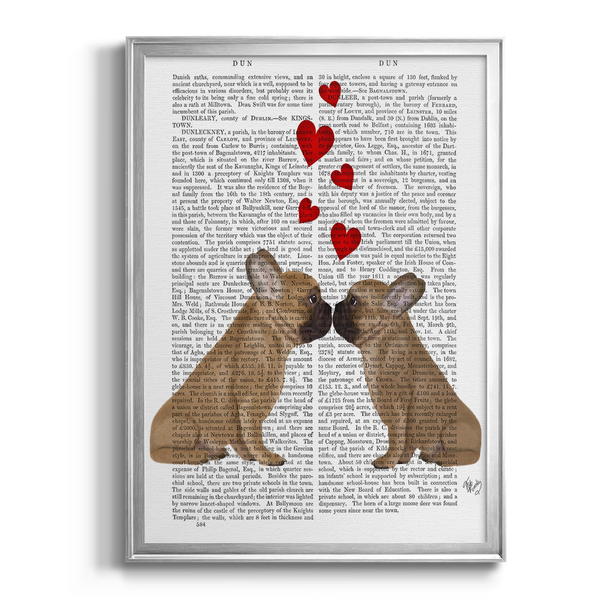 French Kiss and Hearts Premium Framed Print - Ready to Hang