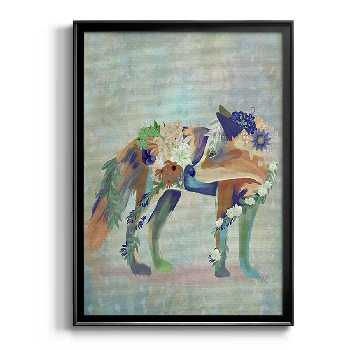 Fantastic Florals Fox, Standing Premium Framed Print - Ready to Hang