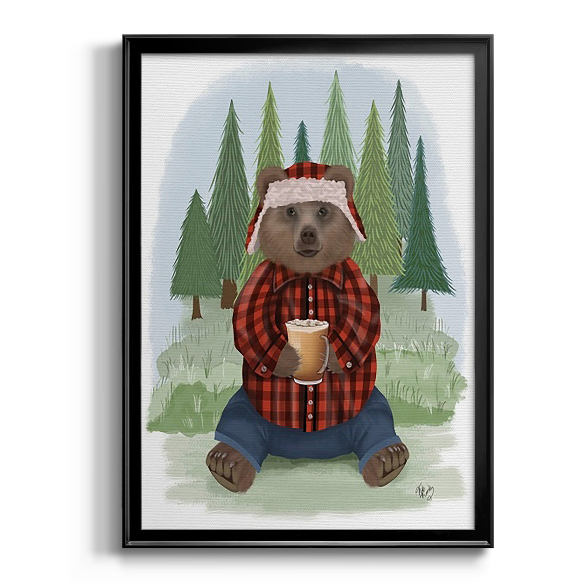 Lumberjack Bear Latte Premium Framed Print - Ready to Hang