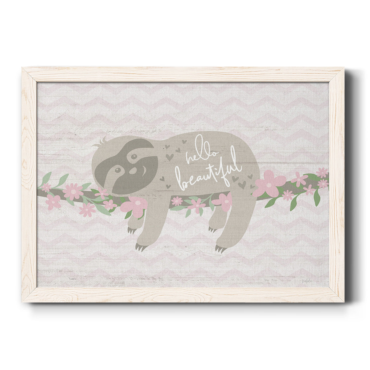 Floral Sloth-Premium Framed Canvas - Ready to Hang