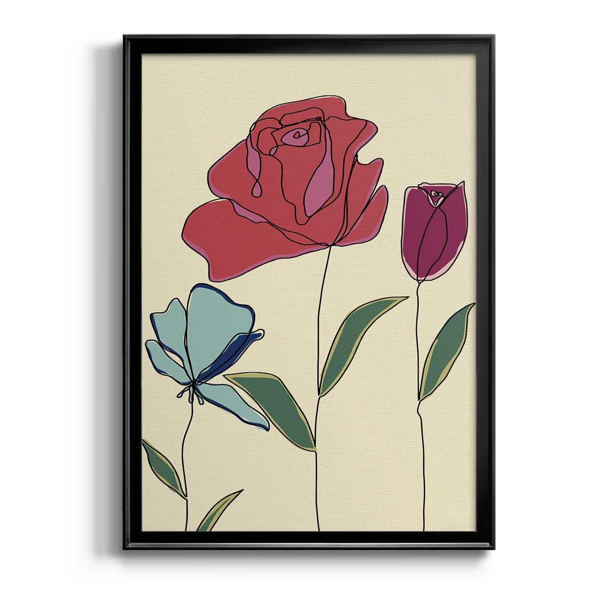 Colored Floral I Premium Framed Print - Ready to Hang