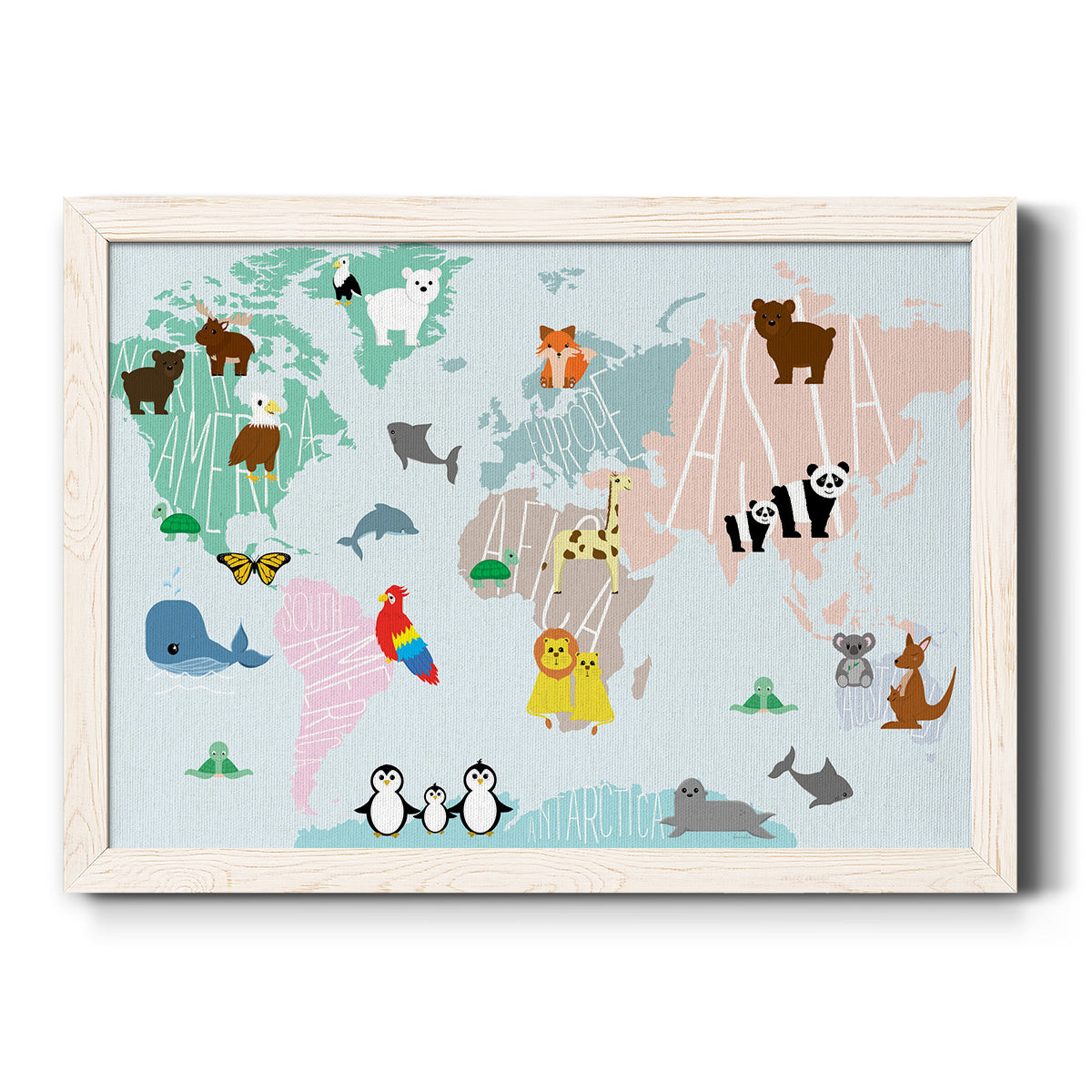 Animal Map-Premium Framed Canvas - Ready to Hang