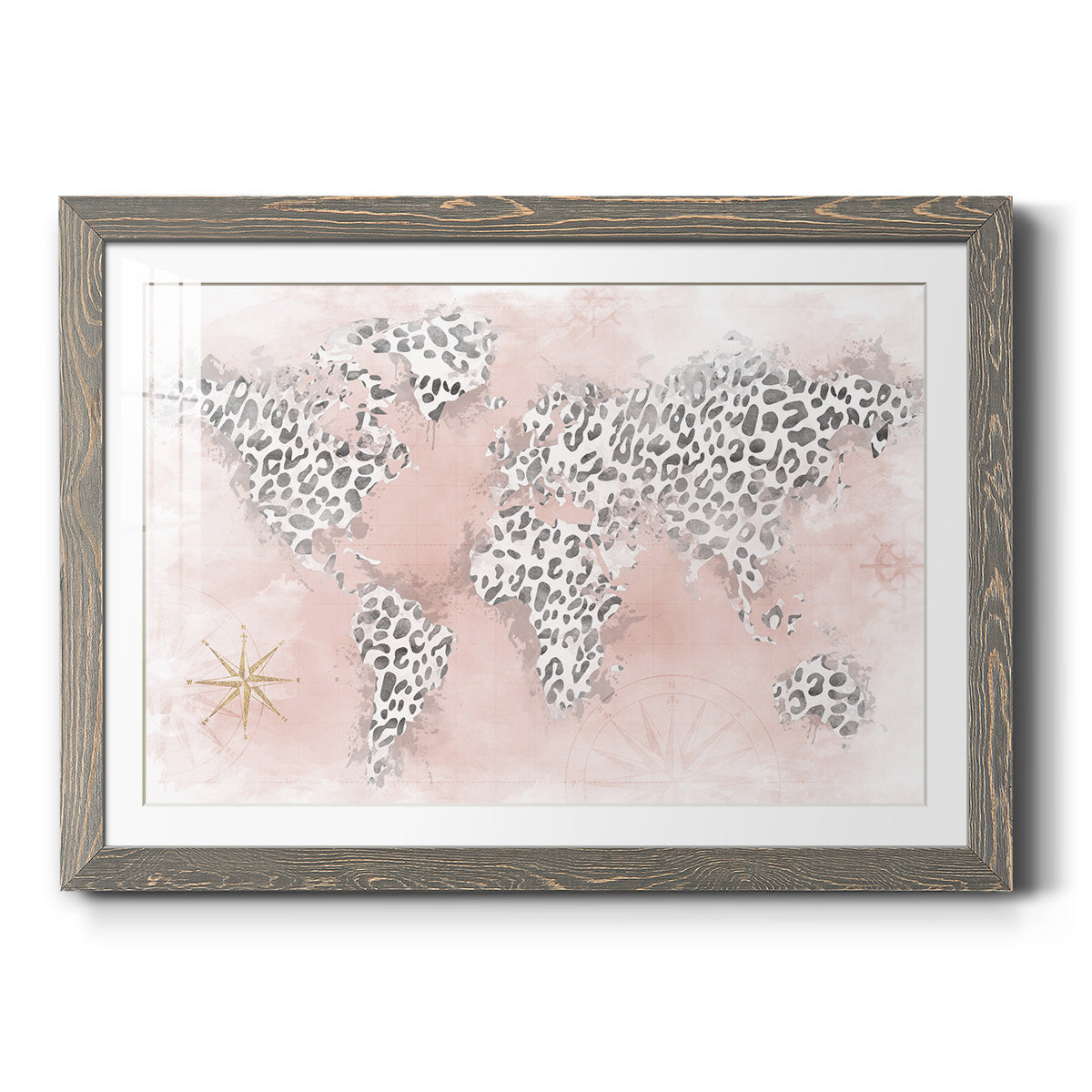 Pink Cheetah Map-Premium Framed Print - Ready to Hang