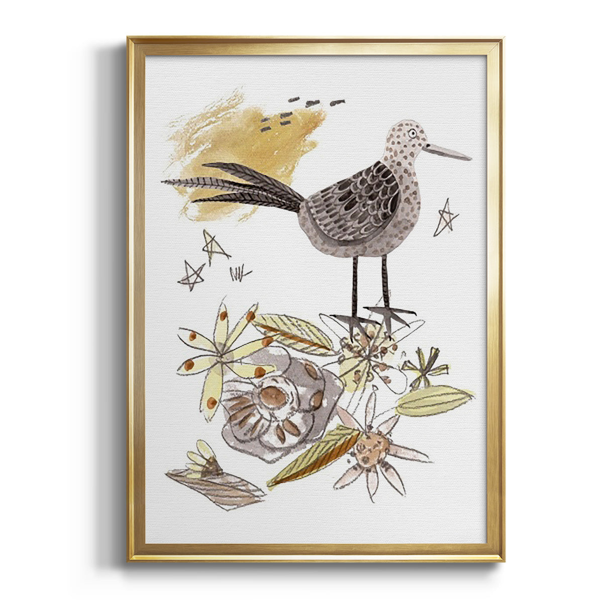 Sepia Botanical Journal I - Modern Framed Canvas Print