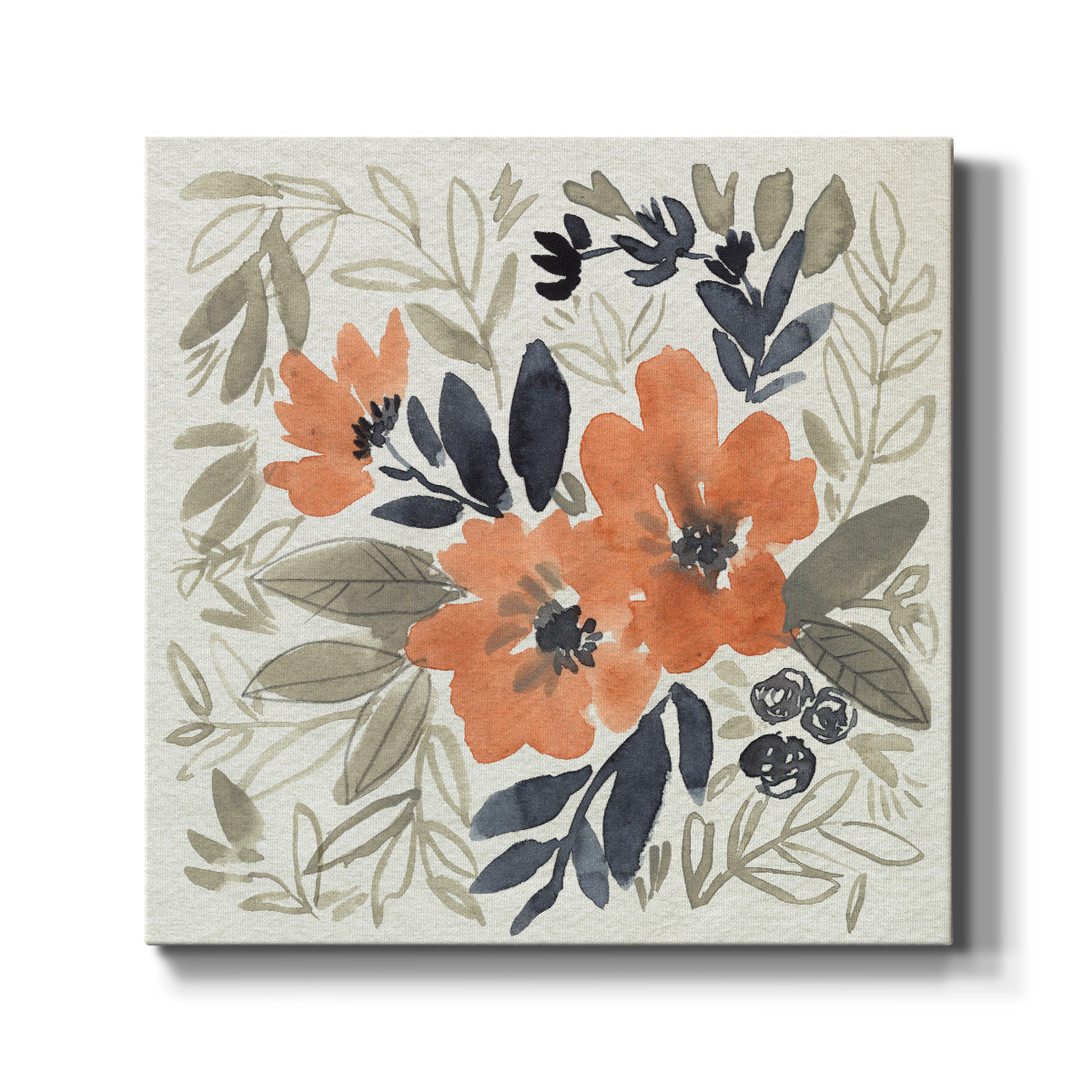 Sienna & Paynes Flowers I - Canvas Art Print