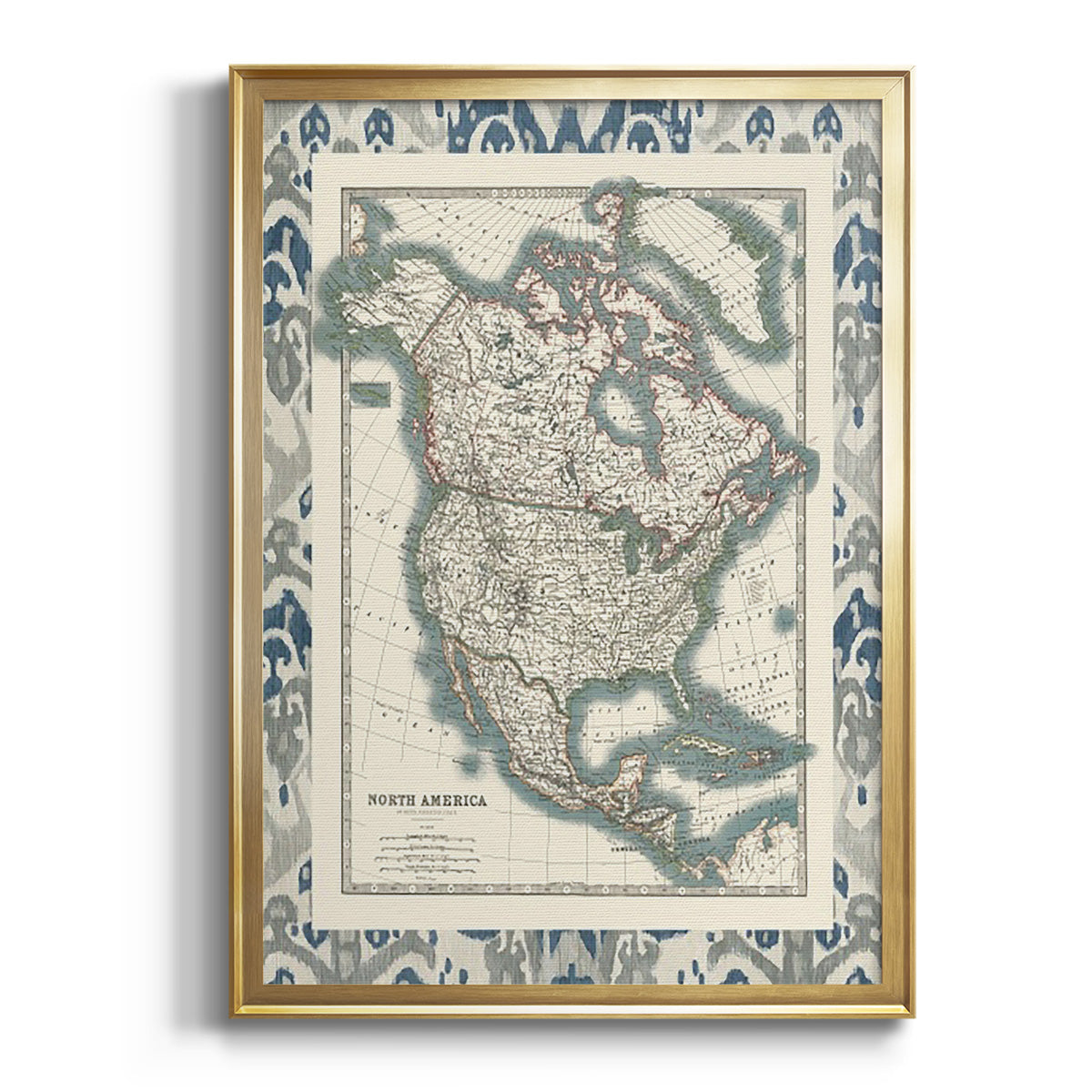 Bordered Map of North America Premium Framed Print - Ready to Hang