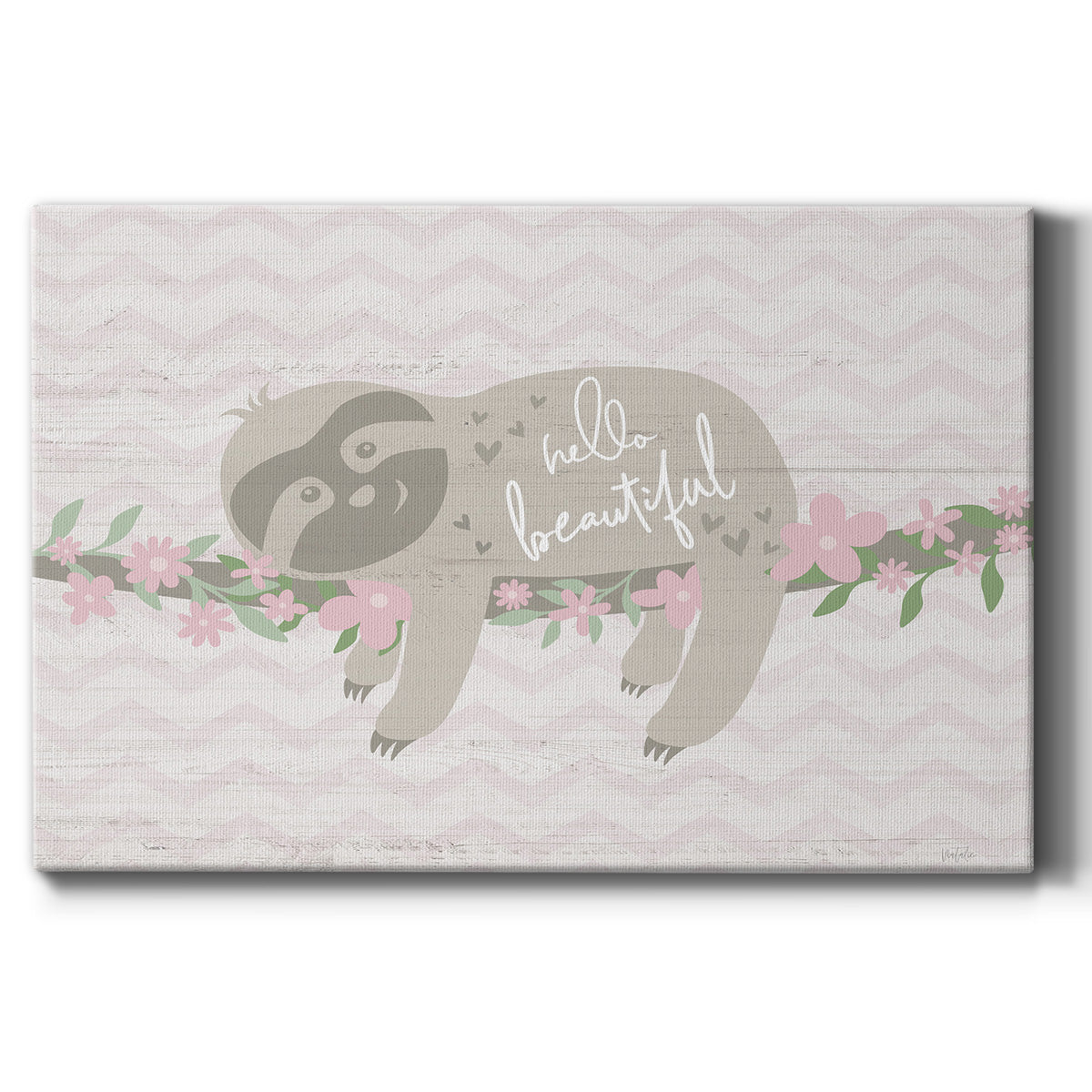 Floral Sloth Premium Gallery Wrapped Canvas - Ready to Hang