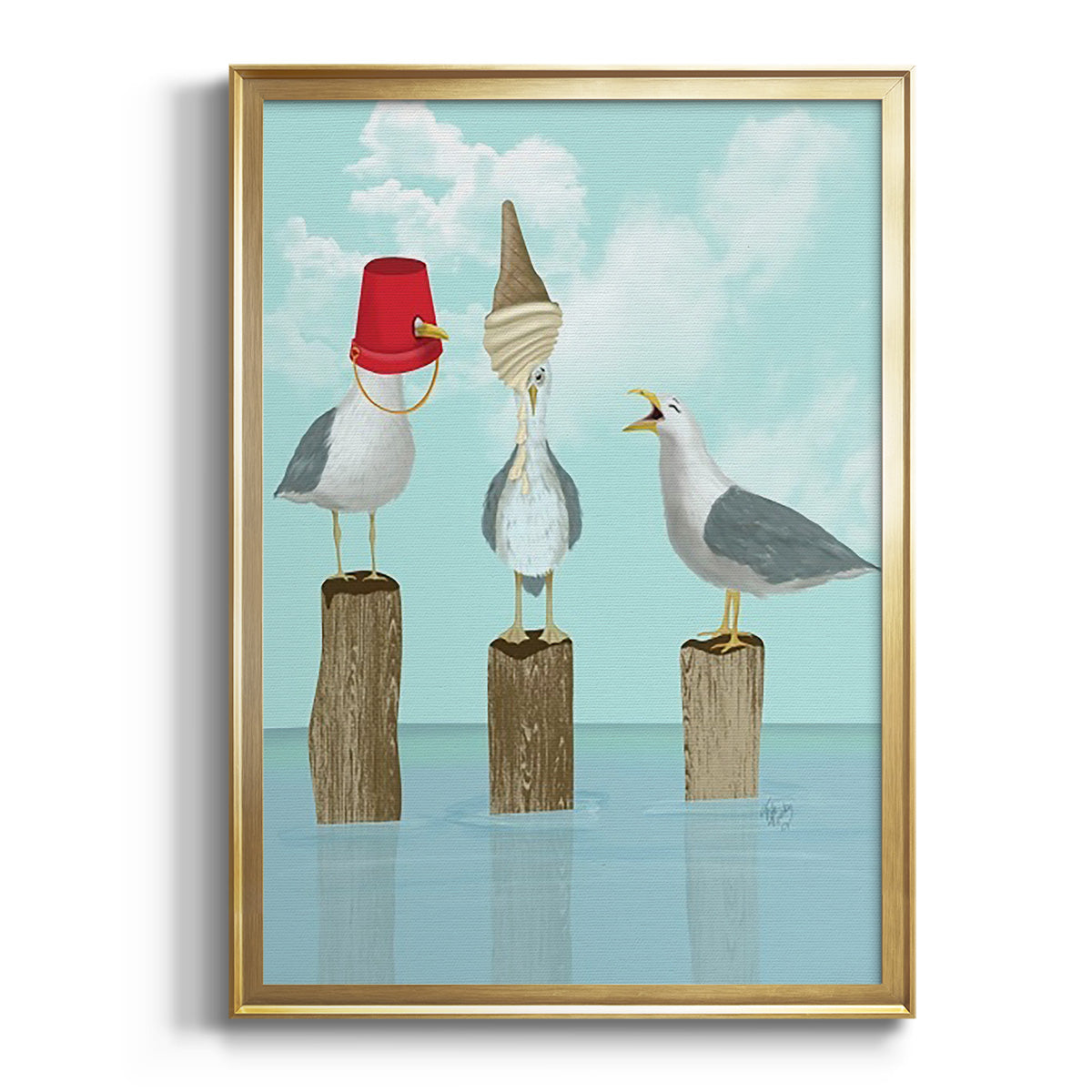 Silly Seagulls Premium Framed Print - Ready to Hang
