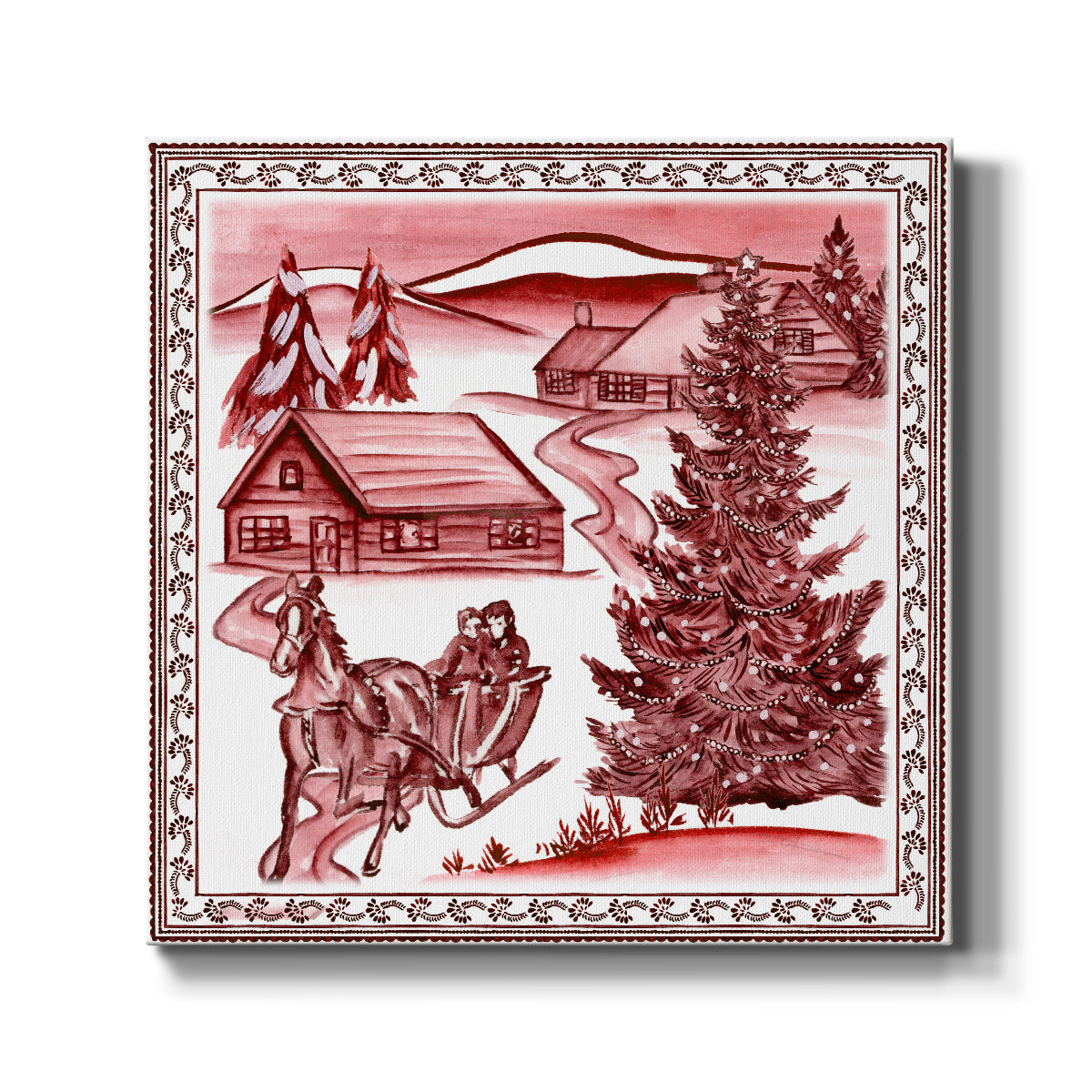 Christmas Wonderland Toile II-Premium Gallery Wrapped Canvas - Ready to Hang
