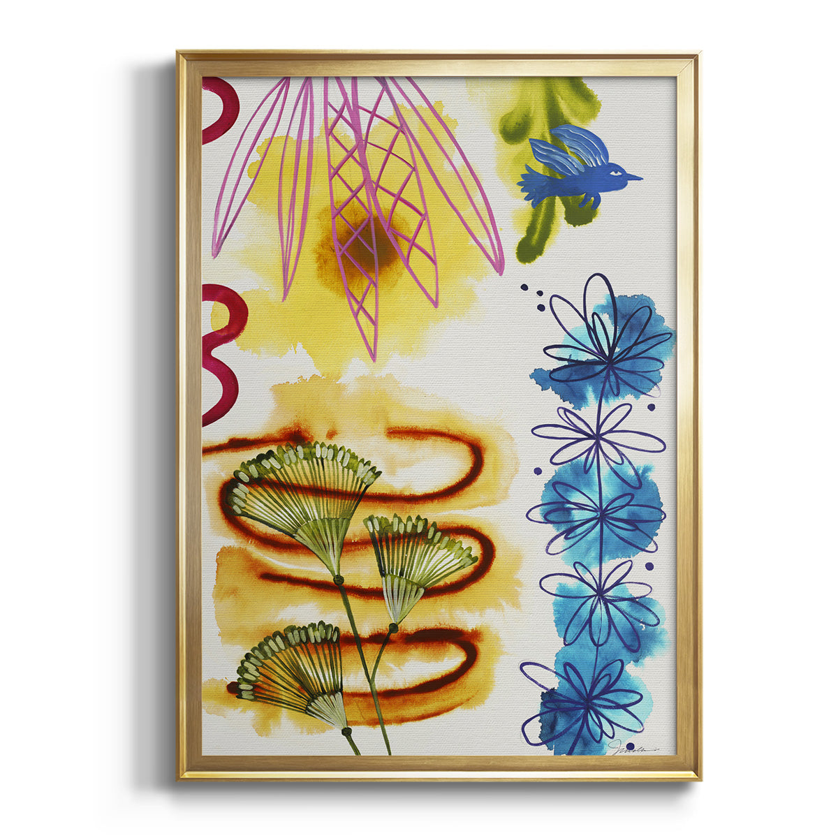 Sepia Botanical Journal I - Modern Framed Canvas Print