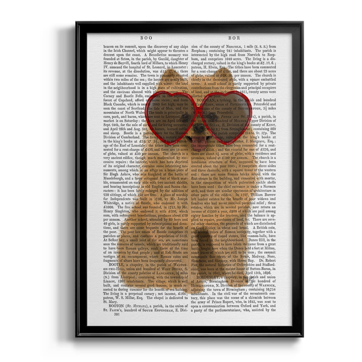 Pomeranian and Heart Glasses Premium Framed Print - Ready to Hang