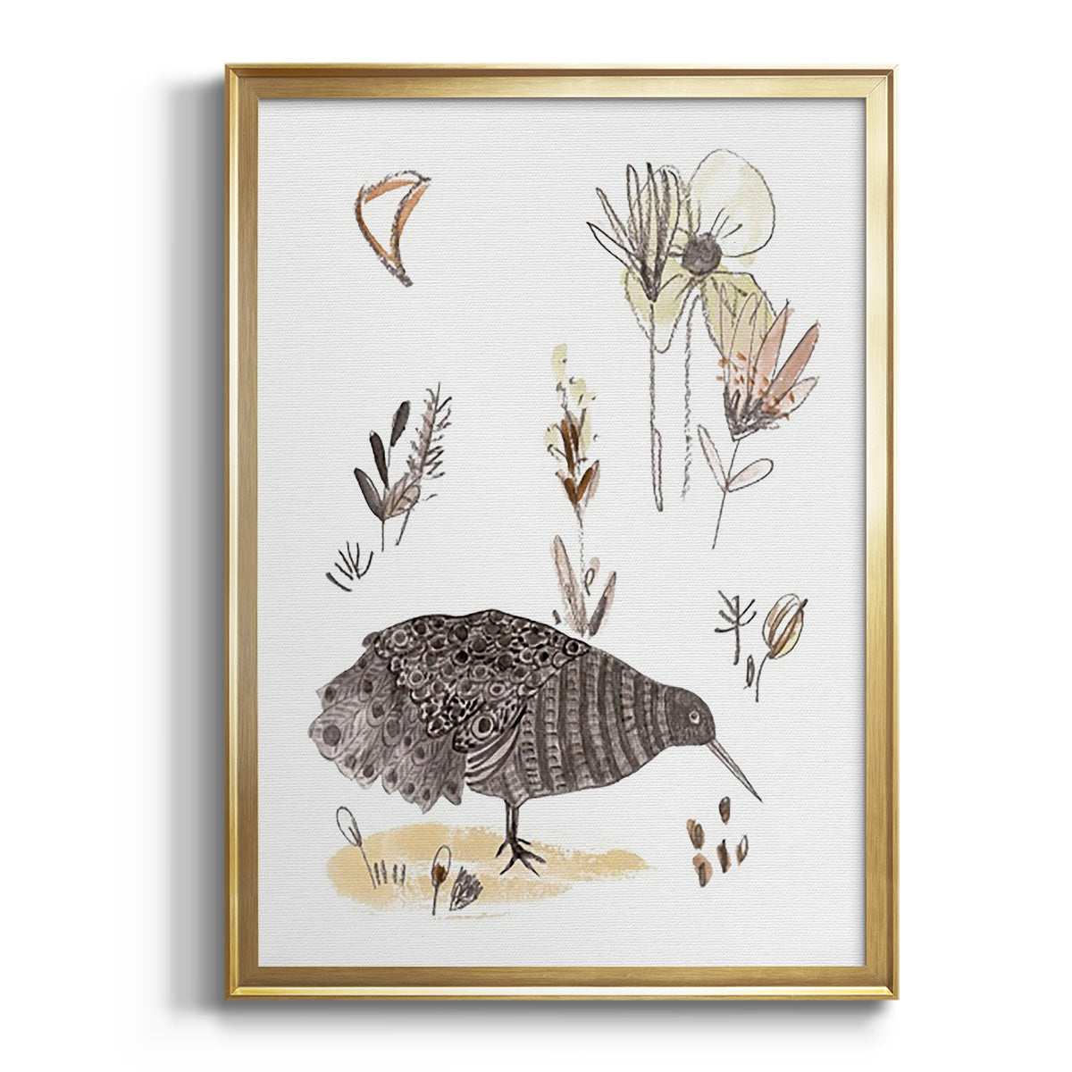 Sepia Botanical Journal I - Modern Framed Canvas Print