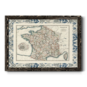 Bordered Map of France-Premium Framed Canvas - Ready to Hang
