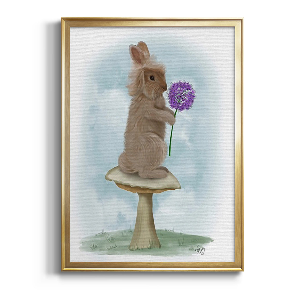 Rabbit and Agapanthus Premium Framed Print - Ready to Hang
