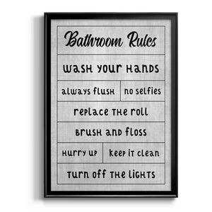 Simple Bathroom Rules Premium Framed Print - Ready to Hang