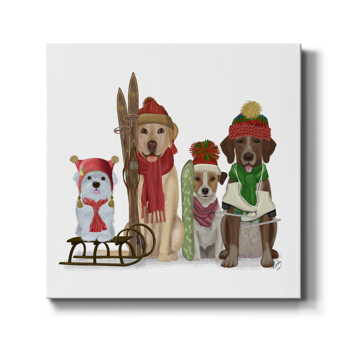 Christmas Des - Winter Sports Fans - Canvas Art Print